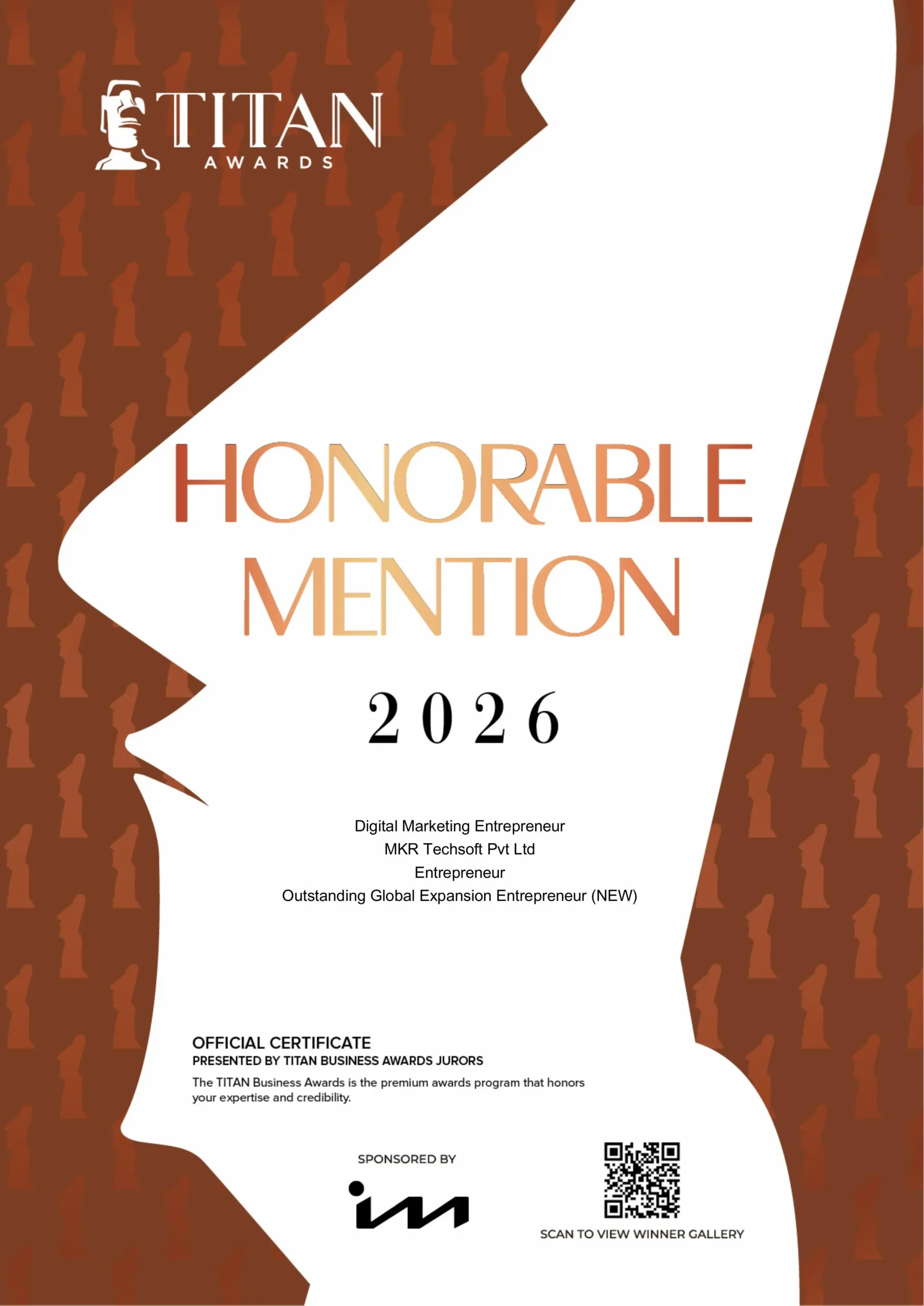 Titan Award Honorable Mention