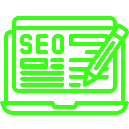 SEO content writing on a laptop screen